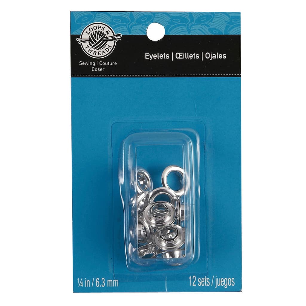 Loops & Threads Eyelets, 1/4", Silver